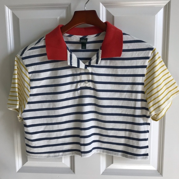 Polo striped boxy fit crop tee shirt - Picture 2 of 5